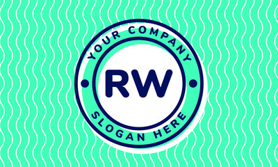 Monogram Logotype circle mint rounded premade logo alphabet characters waves background