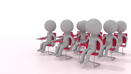 class students audience attending lesson school education - 3d rendering