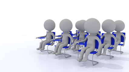 class students audience attending lesson school education - 3d rendering
