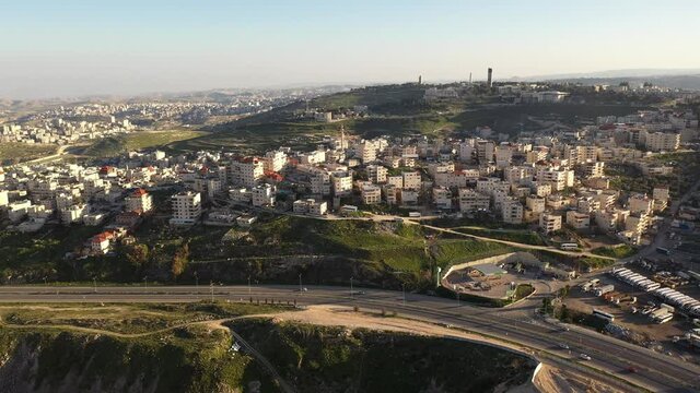 Isawiya Arab neighbourhood in East jerusalem- aerial view
Drone view frm east Jerusalem close to Anata refugees Camp
