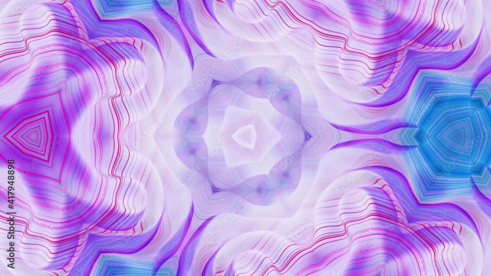 Poster 3d stylish abstract looped bg like wavy symmetrical pattern like kaleidoscopic structure with waves,
