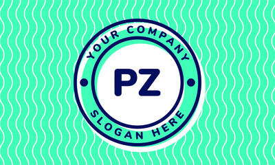 Monogram Logotype circle mint rounded premade logo alphabet characters waves background