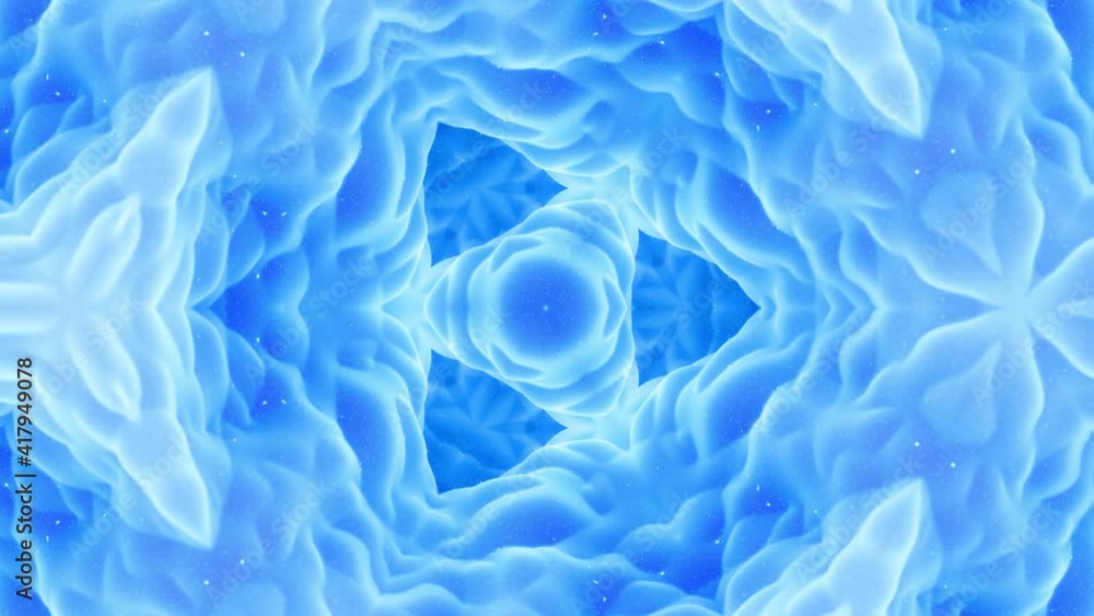 Poster smooth looped animation of 3d abstract soft matte shape like flower or mandala, symmetrical structur