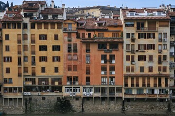 Florence, Italy. Arno river shore buildings. 