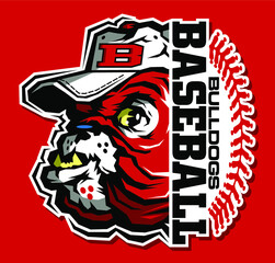 Obraz premium bulldogs baseball team design with half mascot and stitches for school, college or league