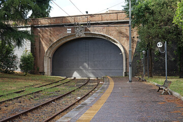 Railway border gate in Vatican City, shortest railway system in the World