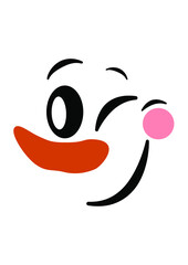 Snowman, Winter, Christamas, Snow, Cute snowman face, Snowman heads. Vector illustration isolated