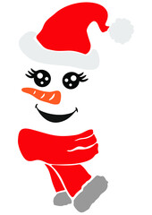 Snowman, Winter, Christamas, Snow, Cute snowman face, Snowman heads. Vector illustration isolated