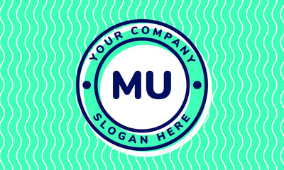 Monogram Logotype circle mint rounded premade logo alphabet characters waves background