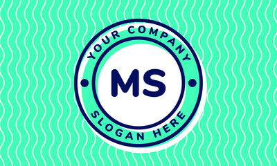 Monogram Logotype circle mint rounded premade logo alphabet characters waves background