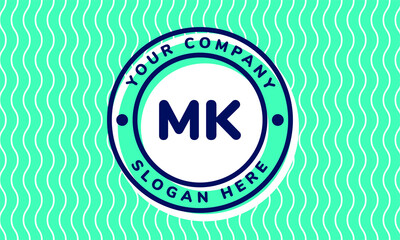 Monogram Logotype circle mint rounded premade logo alphabet characters waves background