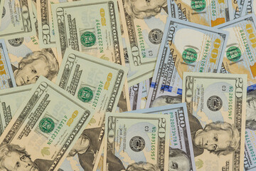 Many US dollars American currency cash bills
