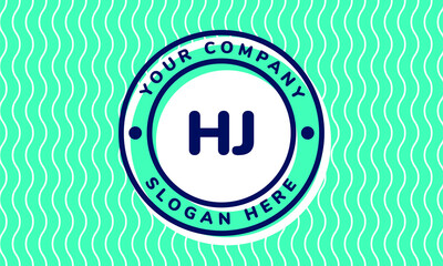 Monogram Logotype circle mint rounded premade logo alphabet characters waves background