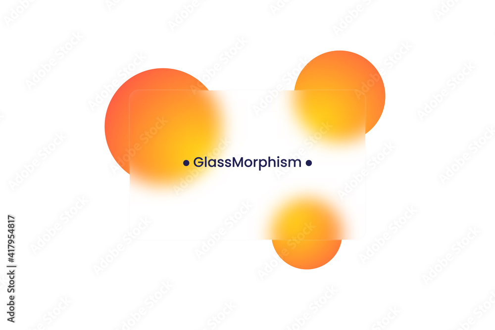 Poster abstract background. transparent frame in glass morphism style