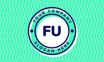 Monogram Logotype circle mint rounded premade logo alphabet characters waves background