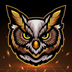 Owl head mascot. esport logo design