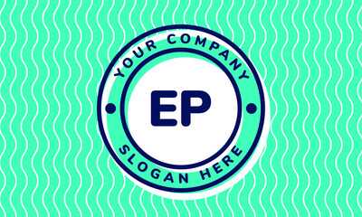 Monogram Logotype circle mint rounded premade logo alphabet characters waves background