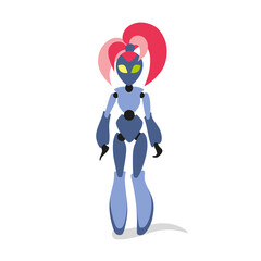 Vector illustration robot girl funny cartoon