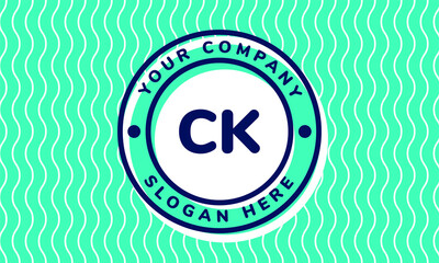 Monogram Logotype circle mint rounded premade logo alphabet characters waves background
