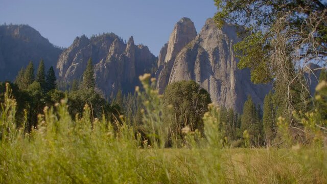 Low Angle View of Granite Cliffs at Yosemite National Park on a Sunny Day