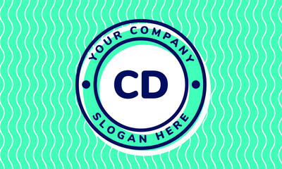 Monogram Logotype circle mint rounded premade logo alphabet characters waves background
