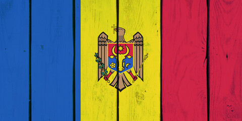 national flag of Moldova on wooden texture