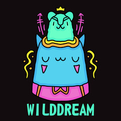 cat and koala alien design cartoon. illustration for poster, logo, sticker, or apparel merchandise.