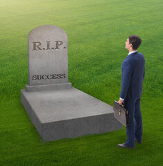 Businessman mourning the death of success