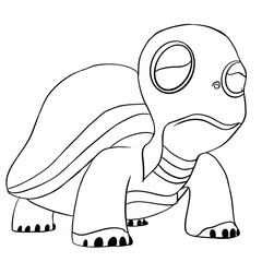 old turtle art black and white illustration white background