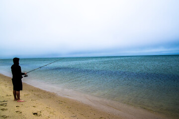 fishing on the beach