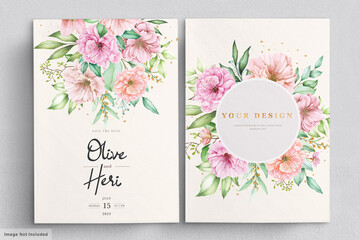 Watercolor cherry blossom invitation card set