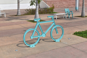 A Bicycle-shaped bicycle station on the fisherman's walk-in Acapulco