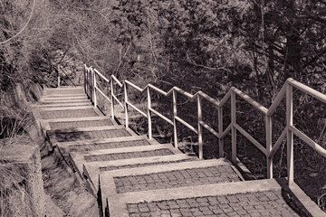 Paths and steps, the path along the mountainside through the Mtatsminda park (Tbilisi). A tourist route.