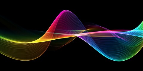 Abstract colourful wave on a black background	