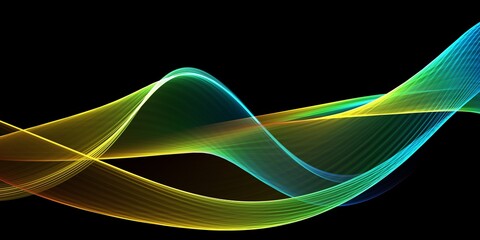 Abstract colourful wave on a black background	