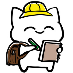 A place where an elementary school student of a cat is drawing a picture