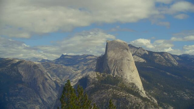 Slow Aerial Pan of Half Dome at Yosemite National Park 