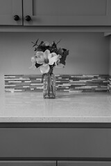 Flower arrangement on a kitchen counter