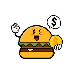 cute burger  cartoon mascot character