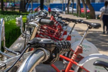 Bicicletas ecologicas parqueadas de la Ciudad de Mexico