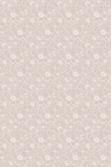 Beautiful delicate pattern of tiny white painted flowers on beige color - 417968617