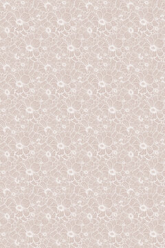 Beautiful delicate pattern of tiny white painted flowers on beige color