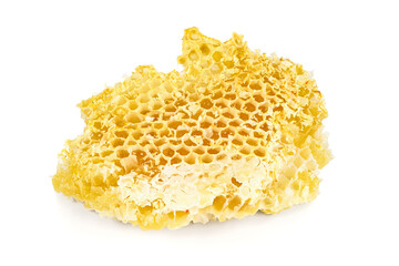 Piece of honeycomb on white background