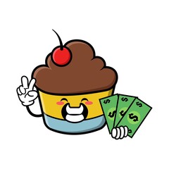 cute cupcake cartoon mascot character funny expression