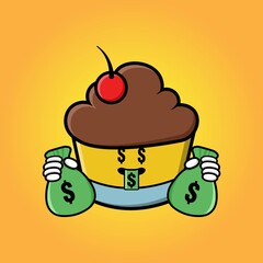 cute cupcake cartoon mascot character funny expression