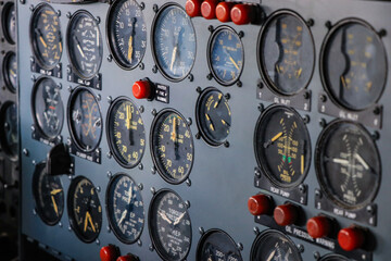 Control panel in a plane cockpit