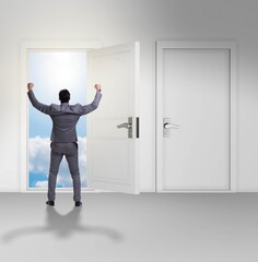 Fototapeta premium Businessman facing many business opportunities