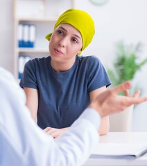 Cancer patient visiting doctor for medical consultation in clini