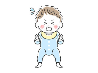 立って泣いている赤ちゃんのイラスト