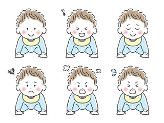 ハイハイをする赤ちゃんのイラストセット
